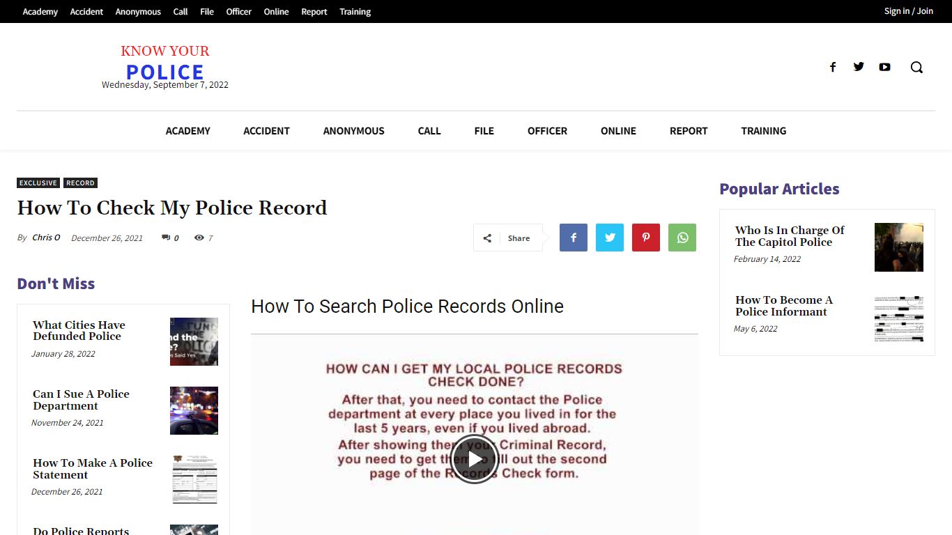 How To Check My Police Record - KnowYourPolice.net